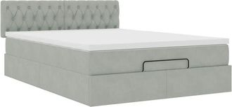 vidaXL Vidaxl - Estructura Cama Otomana Con Colch&oacute;n Gris Claro 140x200cm