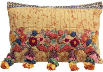 Kare Design Coj&iacute;n bordado con flores y flecos multicolor 35x50cm