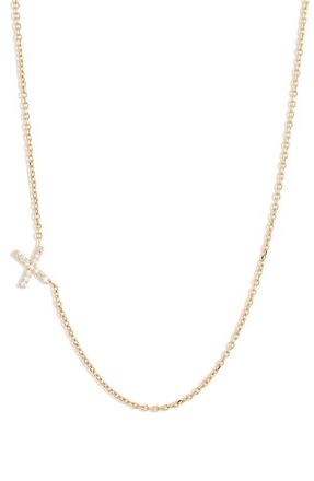 Anzie Love Letter Pavé Diamond Initial Pendant Necklace in Gold-X at Nordstrom, Size 16