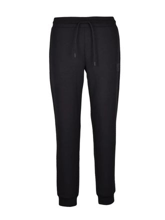 Emporio Armani Tapered Fit Black Track Pants with Ribbed Cuffs