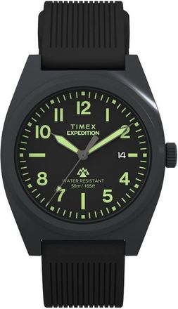 Timex Expedition Capstone Silicone Strap Watch, 39mm in Black/black at Nordstrom