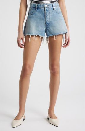 Frame Denim The Hang Frayed Hem Denim Short in Beetle at Nordstrom, Size 24