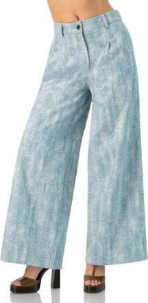 Ivonne Wide Leg Embroidered Jeans in Blue at Nordstrom, Size 10