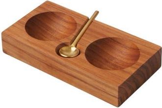 Be Home Teak Plank Salt and Pepper Cellar with Gold Spoon in Natural at Nordstrom