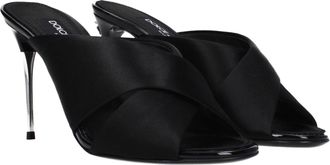 Dolce & Gabbana Womens Satin Stiletto Sandal Black Upper Leather