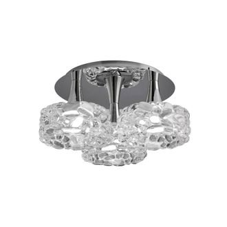 Netlighting O2 Flush Cluster Ceiling 3 Light E27 Large Polished Chrome in Grey