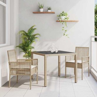 vidaXL Conjunto De Comedor De Jard&iacute;n 3 Pcs Beige Polirat&aacute;n Vidaxl