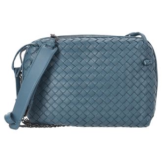 Bottega Veneta Bottega Veneta Intrecciato Nodini Schoudertas in Blauw Leer
