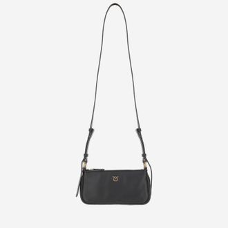 Pinko Womens Half Moon Baguette Mini Leather Bag Black Shoulder