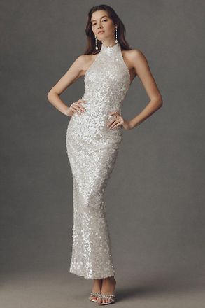 Helsi Louisa Halter Sequin Maxi Dress