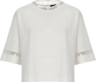 Fabiana Filippi White Sequin Cotton T-Shirt