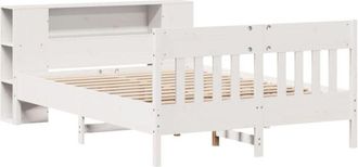vidaXL Bookcase Bed without Mattress White 140x200cm Solid Wood Pine Vidaxl