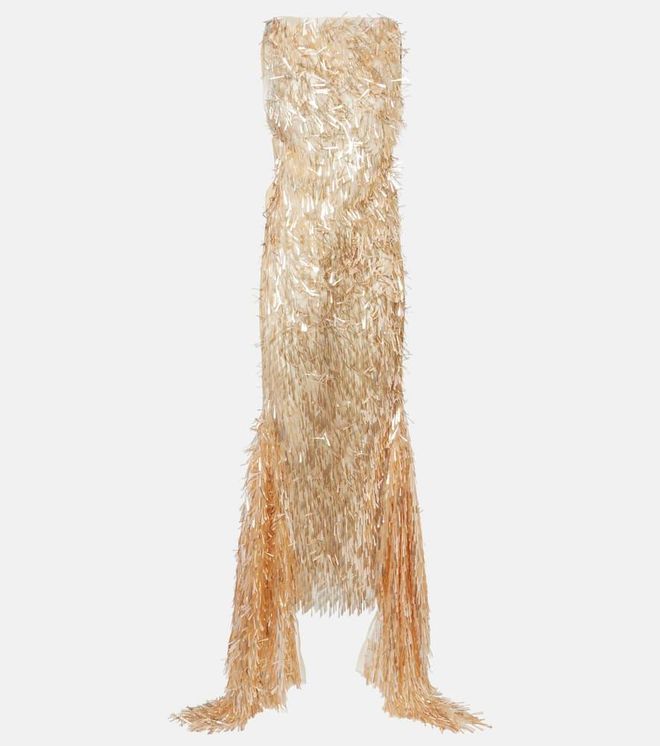 Tiara sequinned asymmetric gown