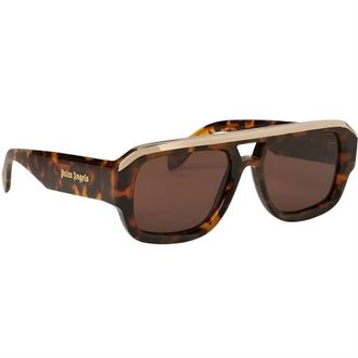 Palm Angels Mens Accessories Stockton Rectangle Sunglasses in Havana Brown - One Size