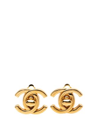 Chanel 1996 Gold Plated CC Turn Lock Clip On Earrings costume earrings - Oro