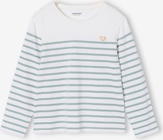 Vertbaudet Geringeltes M&auml;dchen Shirt salbeigr&uuml;n