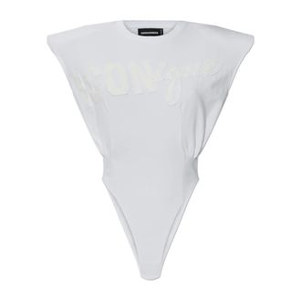 Dsquared2 Body, female, White, Size: 2XS Bodysuit with Shoulder Pads