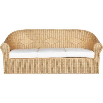 Beliani Beliani - Divano da giardino a 3 posti in rattan naturale bianco con cuscino in tessuto di cotone Livadeia