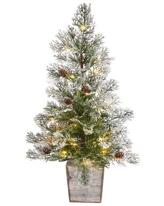 Nearly Natural 2Ft Frosted Pre-Lit Artificial Christmas Tree