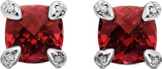 David Yurman Orecchini a bottone Petite Chatelaine in argento sterling con granato rodolite e diamanti (6mm) - Rosso