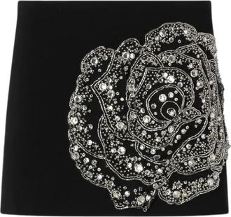 Pinko Cavolfiore Gonna Double Armoure Ricamo - Dames - Korte rokken - Zwart - S - Rokken