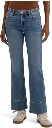 Kut from the Kloth Kelsey Mid-Rise Kick Flare with Wide Hem Womens Jeans Contract : 18 29, Cotton/Spandex