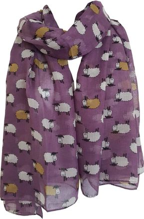 GlamLondon Sheep Herd Print Scarf Ladies Woolly Animal Fashion Shawl Wrap (Purple)