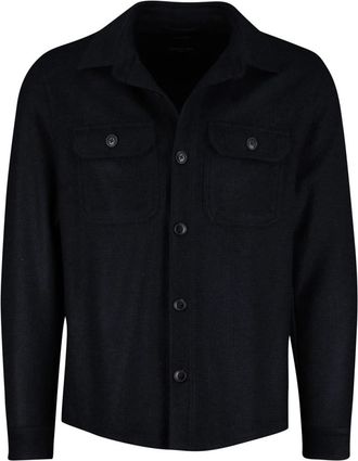 Cavallaro Overhemden, Heren, Blauw, XL, Wol, Casual Overhemden