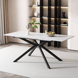 Matteo Extendable Dining Table - Black & White Marble Effect