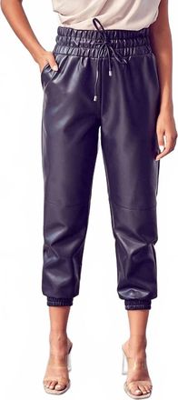 DO+BE Collection Smocked Waist Pu Pants In Black