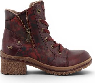 Mustang Womens Burgundy Floral Lace-Up Winter Ankle Boots - M0092001