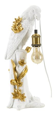 Mauro Ferretti L&aacute;mpara loro de resina blanca y dorada cm 20x20x50,5