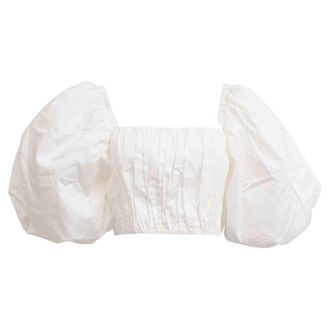Aje Aje Puff-Sleeve Crop Top in White Cotton