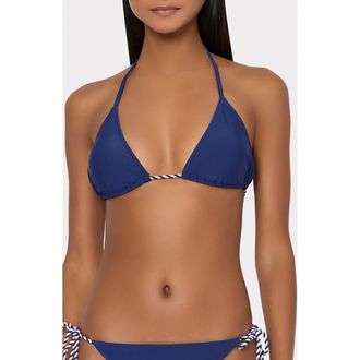 Milly Two-Tone Rope Strap Bikini Top in Navy Multi at Nordstrom, Size X-Small