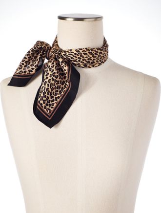 Talbots Tricolor Cheetah Square Scarf - Sesame - 001 Talbots