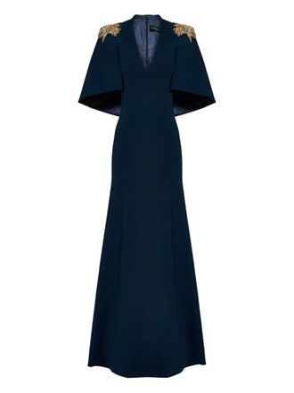 Jenny Packham Abito lungo con decorazione - Blu