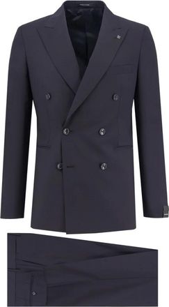 Tagliatore Double-breasted Peak Lapel Suit - Heren - Business pakken - Blauw - M - Wol - Kostuums