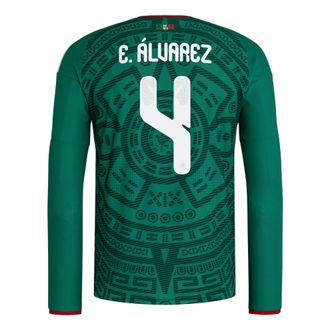 adidas Mexico 26 Home Julian Alvarez Authentic Long Sleeve Jersey Asia Sizing Bold Green KW7736