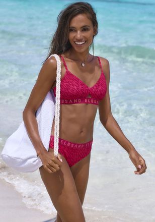 Elbsand Bustier-Bikini ELBSAND, Damen, Gr. 34, Cup C/D, rot (hummer bedruckt), Recycling-Polyamid, Bikini-Sets Bustier-Bikini, mit Markenschriftzug