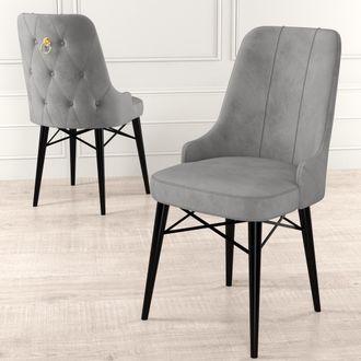 Dmora Sedia Cressa, 6 Sedie, Imbottito, Peso Supportato 120 Kg, Grigio