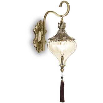 Ideal Lux Ideal Lux Harem - 1 luz de pared de vidrio para interiores, latón antiguo, ámbar, E27