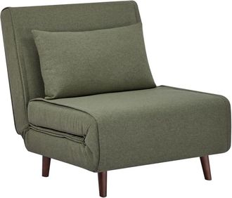 Sweeek Silla convertible en cama tela base madera, 1 plaza, verde kaki