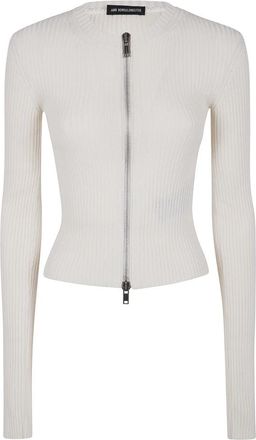 Ann Demeulemeester Gekropt katoenen vest met rits - Dames - Vesten - Beige - M - Katoen - Truien & Vesten