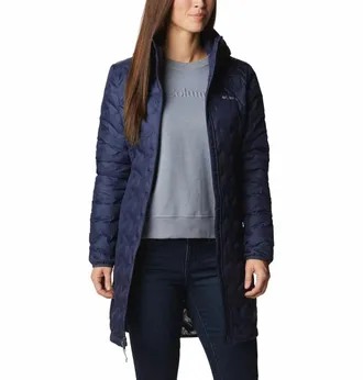 Columbia Delta Ridge Jacket Womens Blue Long Down Hooded Full Zip KFC1070
