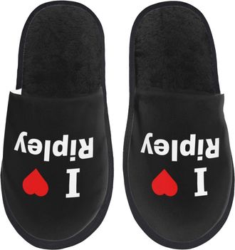 Generic Soft Mens Slipper I Love Ripley Mens Slipper Fluffy Home Slippers for Hotels Travel Guest M