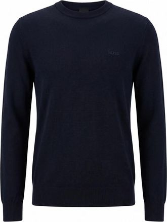 HUGO BOSS Leno Trui - Heren - Ronde hals truien - Blauw - 3XL - Wol - Truien & Vesten