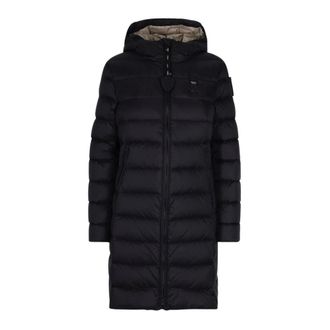 Blauer Lange Donsjas - Dames - Mantels - Zwart - Maat: XS Polyamide