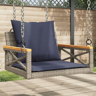 vidaXL Vidaxl Panchina Dondolo Con Cuscini Grigia 63x62x40 Cm In Polyrattan
