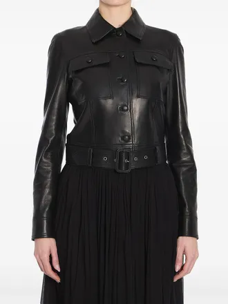 Saint Laurent cropped leather jacket - women - Nappa Leather - 40 - Black
