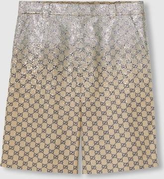 Gucci GG Canvas Shorts With Crystals, Size 42, Blue, Ready-to-wear
